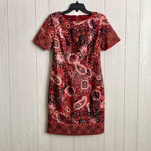 Talbots Red Short Sleeve Floral Dress 2P NWT